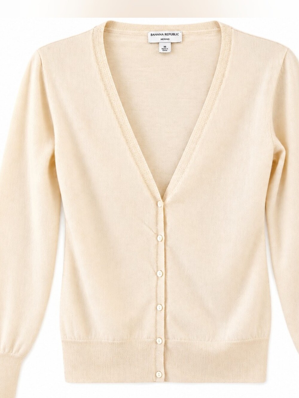 Banana Republic 100% Extra Fine Merino Wool Cardigan Ivory L